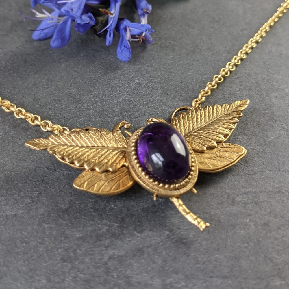🦋LAST 1🦋 NWT Trollbinde Amethyst Dreamtime Dragonfly Necklace